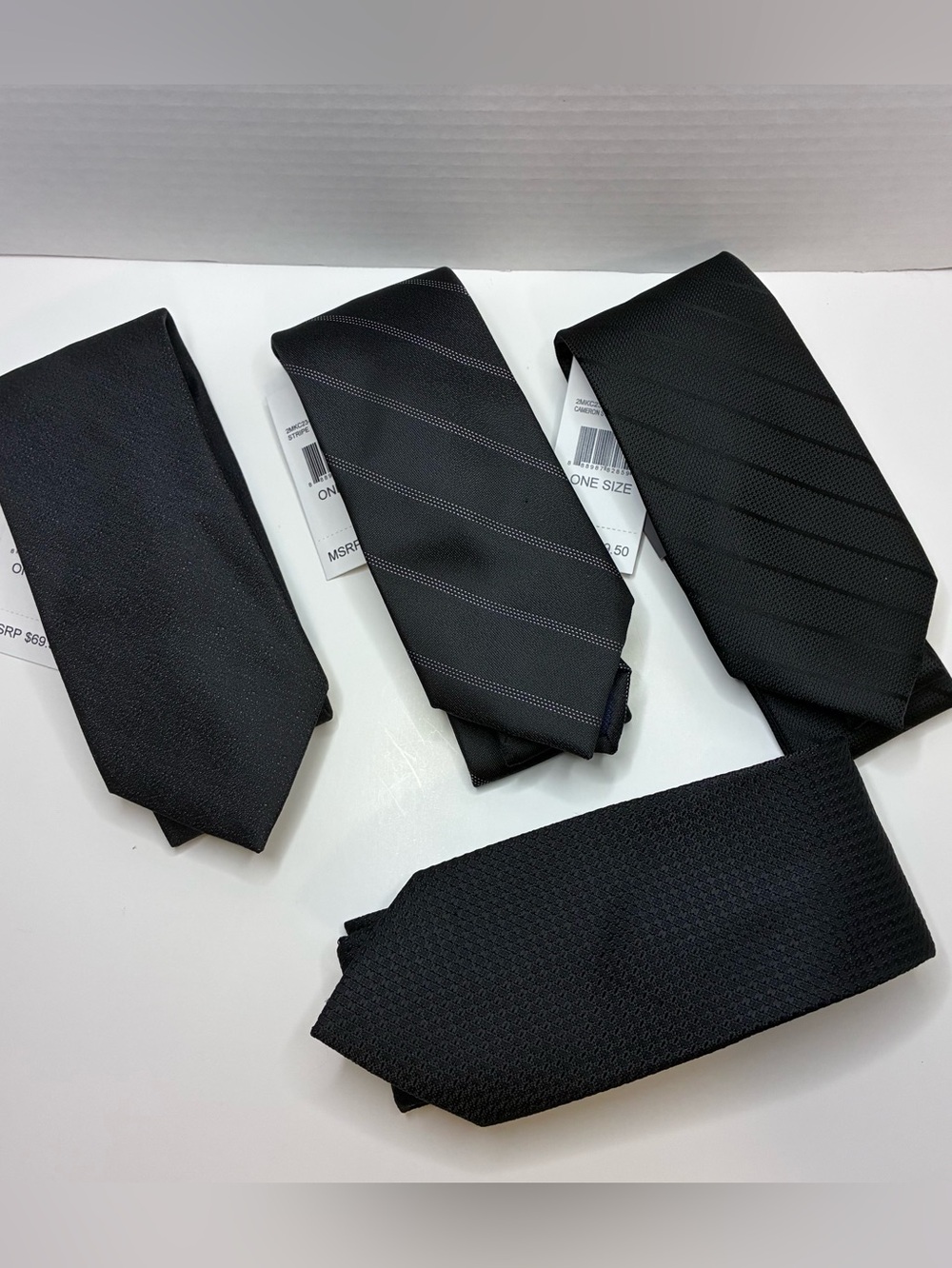 Lot of 4 Michael Kors Men's Ties NWT Black Solid ,Stripe Silk Blend Neckties